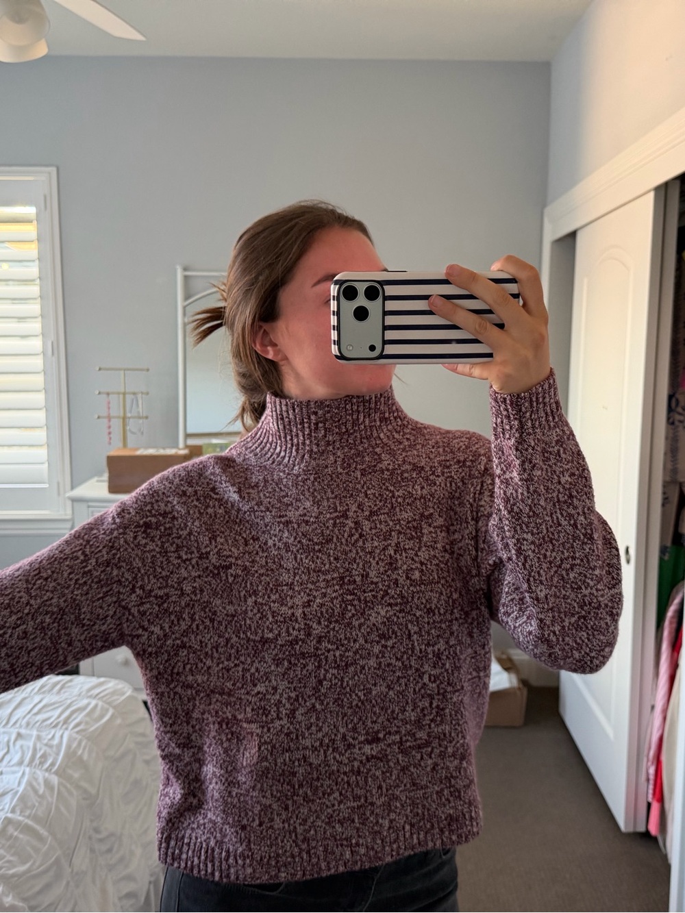Cozy Marled Purple Mock Neck Women's Sweater